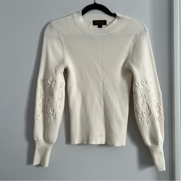 Truth By Republic Sweaters - Elegant Cream Sweater with Embroidered Sleeves